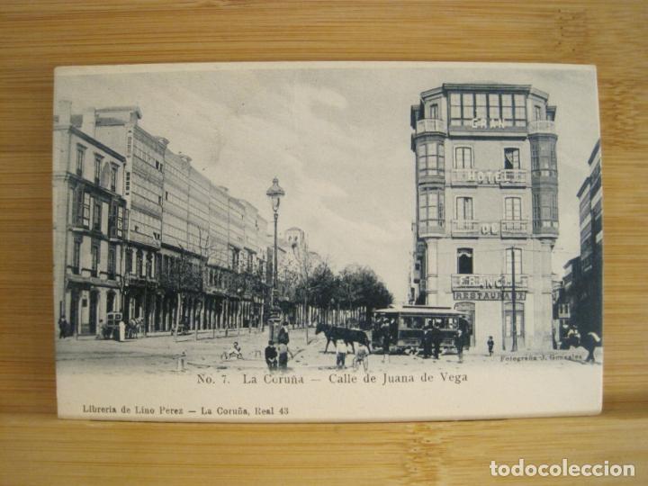 Postales: LA CORU&Ntilde;A-CALLE DE JUANA DE VEGA-7-LIBRERIA LINO PEREZ-REVERSO SIN DIVIDIR-POSTAL ANTIGUA-(96.566)