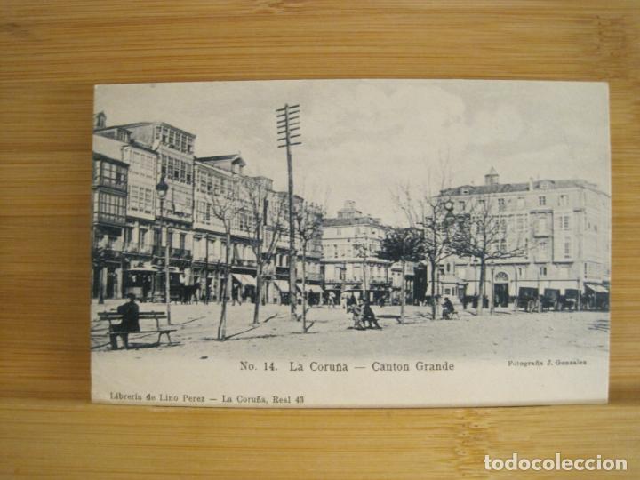 Postales: LA CORU&Ntilde;A-CANTON GRANDE-14-LIBRERIA LINO PEREZ-REVERSO SIN DIVIDIR-POSTAL ANTIGUA-(96.569)