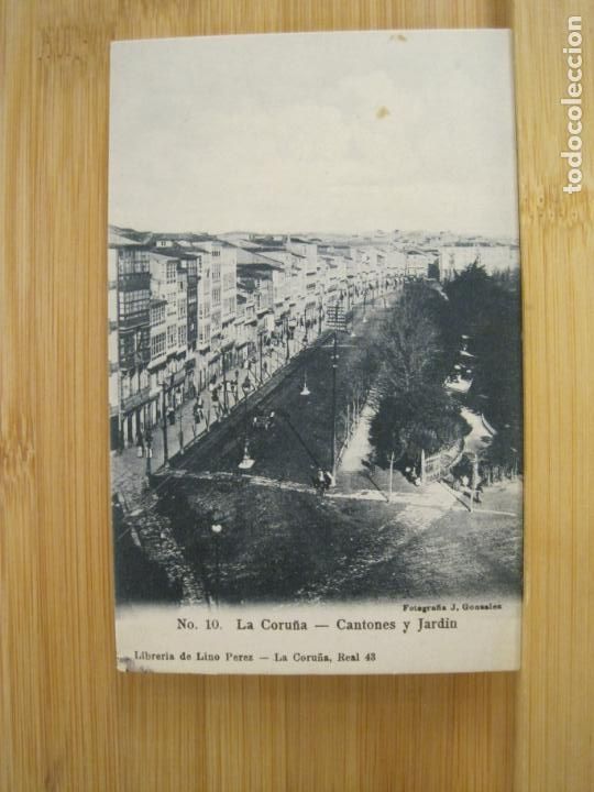 Postales: LA CORU&Ntilde;A-CANTONES Y JARDIN-10-LIBRERIA LINO PEREZ-REVERSO SIN DIVIDIR-POSTAL ANTIGUA-(96.571)