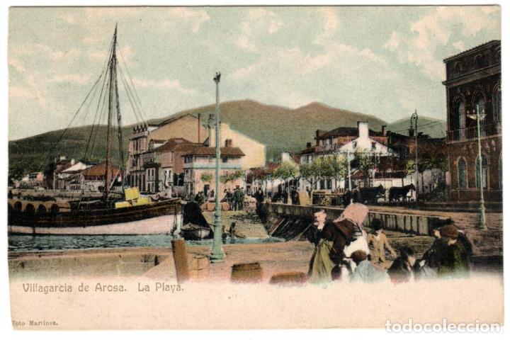 Postkarten: PRECIOSA POSTAL - VILLAGARCIA DE AROSA (PONTEVEDRA) - LA PLAYA - FOTO MARTINEZ - POSTAL ESCRITA