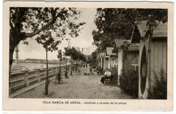 Postkarten: BONITA POSTAL - VILLA GARCIA DE AROSA (PONTEVEDRA) - JARDINES Y CASETAS DE LA PLAYA - EDICION CELTA