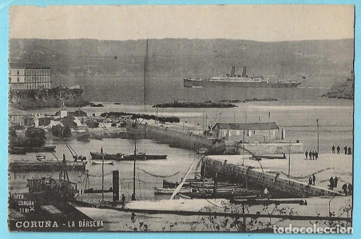 Postales: CORU&Ntilde;A - LA DARSENA. 3381. FERRER. CIRCULADA EN 1920 - Foto 1