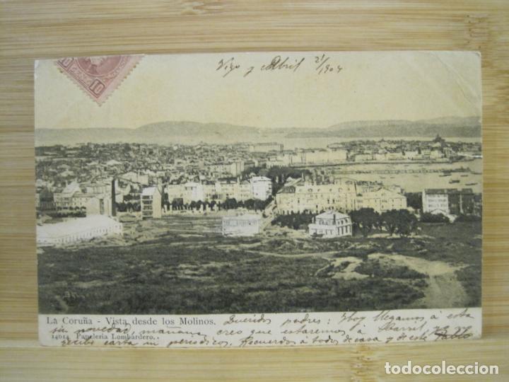 Postales: LA CORU&Ntilde;A-VISTA DESDE LOS MOLINOS-REVERSO SIN DIVIDIR-POSTAL ANTIGUA-(97.933)
