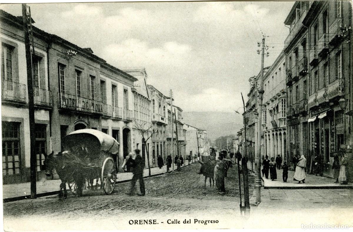 Postales: Orense. Calle del progreso. Dorso dividido, escrita - Foto 1