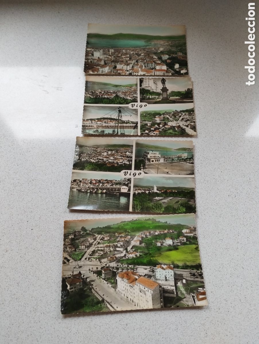 Postales: Lote de 4 postales coloreadas de Vigo - Foto 1