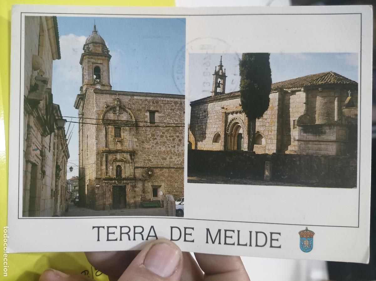 Postales: Postal MELIDE Igrexa STA. Mar&iacute;a Rom&aacute;nica Secular II Iglesia Parroquial N 5944 FAMA escrita y sellada