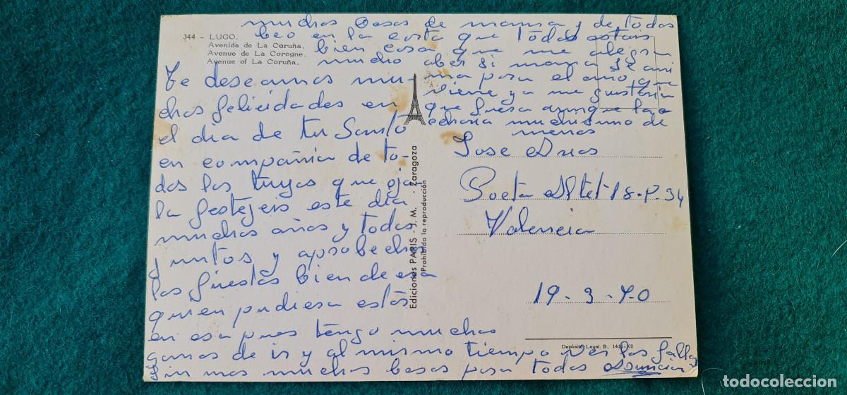 Postales: POSTAL LUGO (1970) AVENIDA DE LA CORU&Ntilde;A - Foto 2