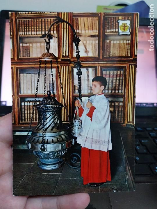 Postales: BOTAFUMEIRO SANTIAGO COMPOSTELA A&Ntilde;O 1976 PERGAMINO ESCRITA 13049 SOBADA