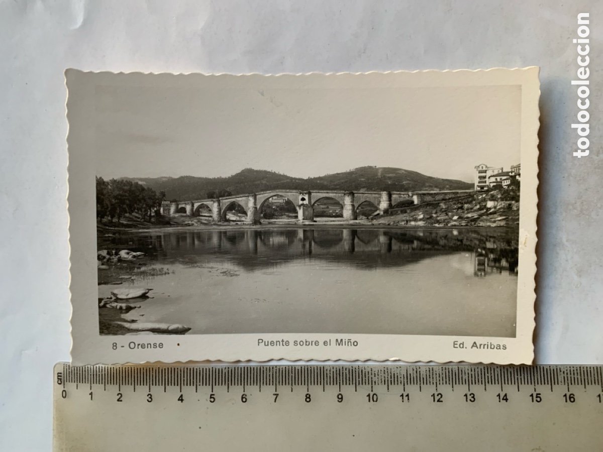Postales: POSTAL. &Oacute;RENSE. PUENTE SOBRE EL MI&Ntilde;O. ED. ARRIBAS.