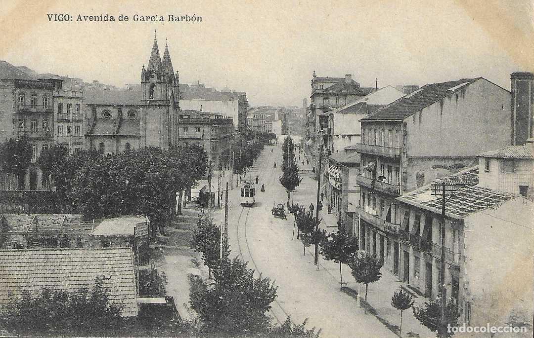 Postales: VIGO - AVENIDA DE GARCÍA BORBÓN - MANUEL VAZQUEZ RODRIGUEZ PAPELERIA. VIGO - CIRCULADA 1919