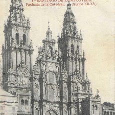 Postales: SANTIAGO DE COMPOSTELA - 1. FACHADA DE LA CATEDRAL (SIGLOS XII-XV) - ED. ALMIRALL - CIRCULADA 1921