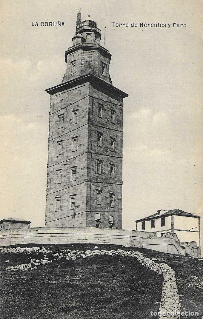 Postales: LA CORUÑA - TORRE DE HÉRCULES Y FARO - ED. ENRIQUETA COMAS - S/C