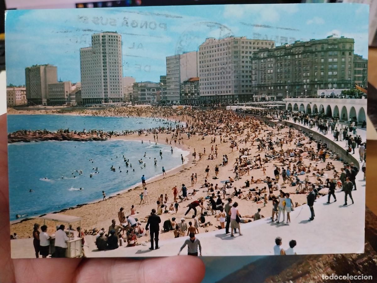 Postales: CORU&Ntilde;A PLAYA RIAZOR ED ALARDE 39 CIRCULADA 1968 - Foto 1
