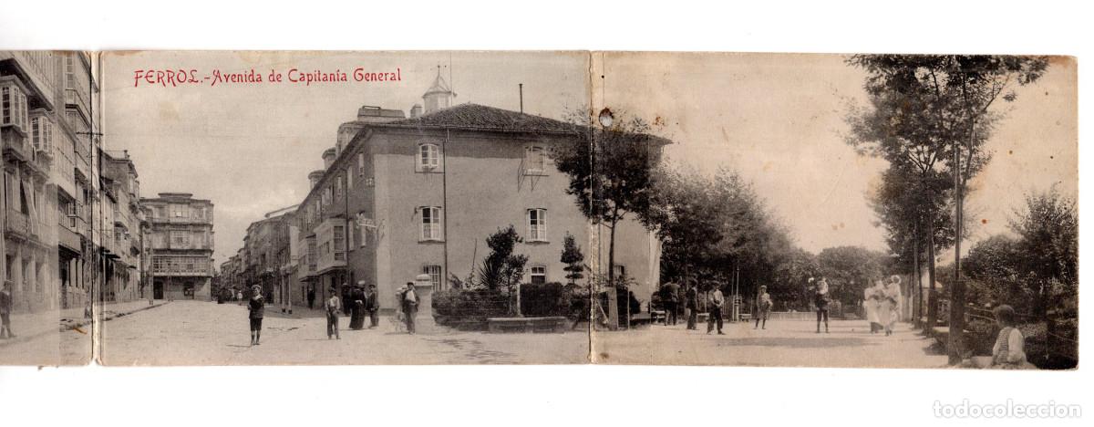 Postales: FERROL.(LA CORU&Ntilde;A).- AVENIDA DE LA CAPITAN&Iacute;A GENERAL. POSTAL TRIPLETE. - Foto 2