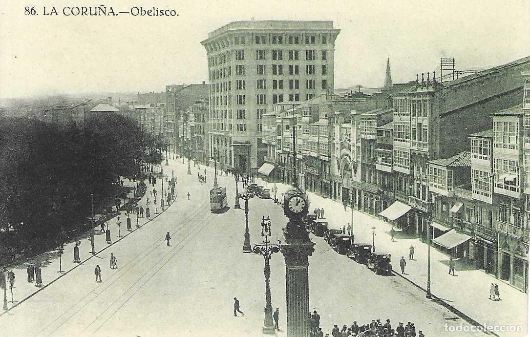 Postales: LA CORUÑA - 86. OBELISCO - GRAFOS MADRID - S/C