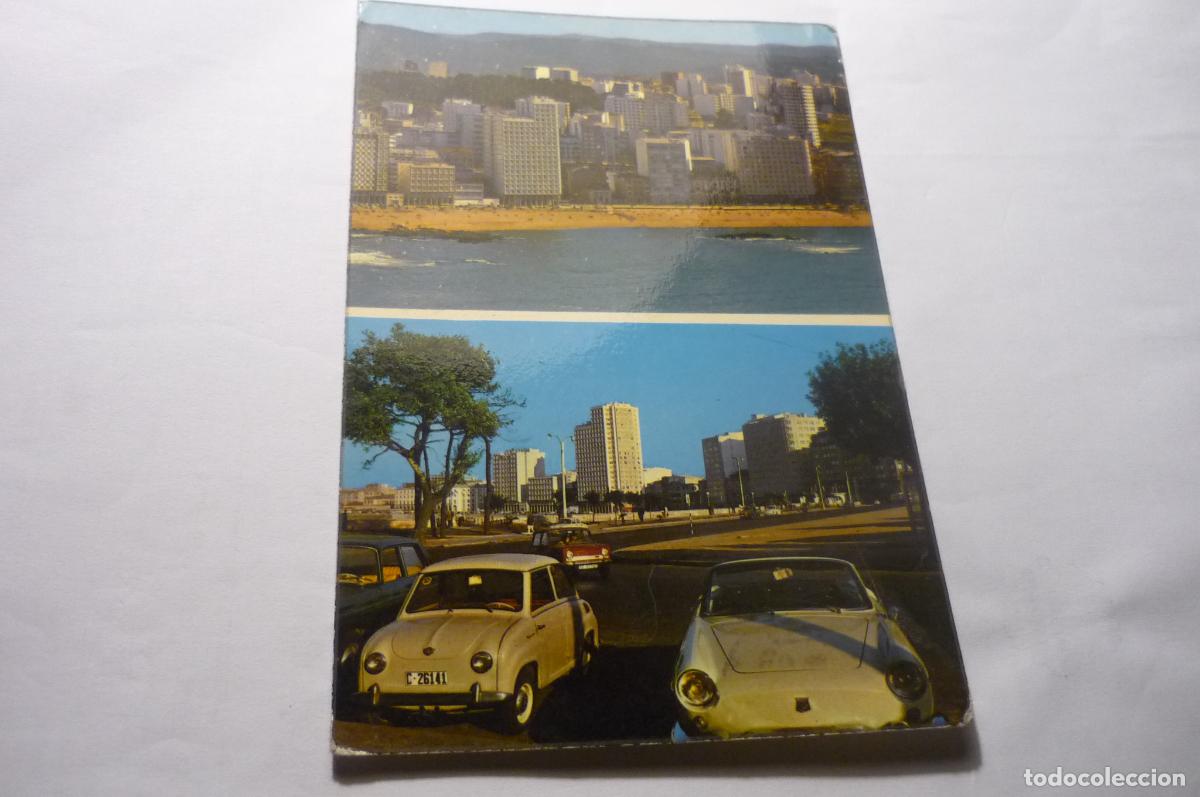 Postales: postal la coru&ntilde;a playa riazor.-coches circulada cm - Foto 1