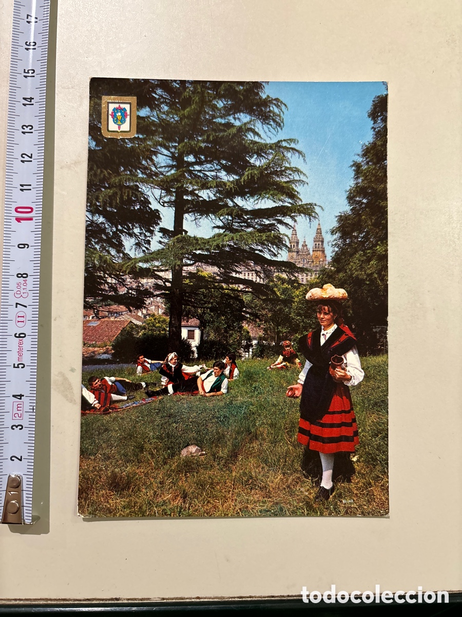 Postkarten: POSTAL. GALICIA. LA MOZA DEL MOLLETE Y AMIGOS CON TRAJES T&Iacute;PICOS. DOM&Iacute;NGUEZ. ED. FISA.