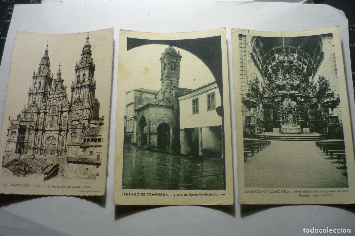 Postales: LOTE POSTALES SANTIAGO COMPOSTELA -CATEDRAL-IGLESIAS S.MARTIN Y STA MARIA SALOME CIRCULADAS CM
