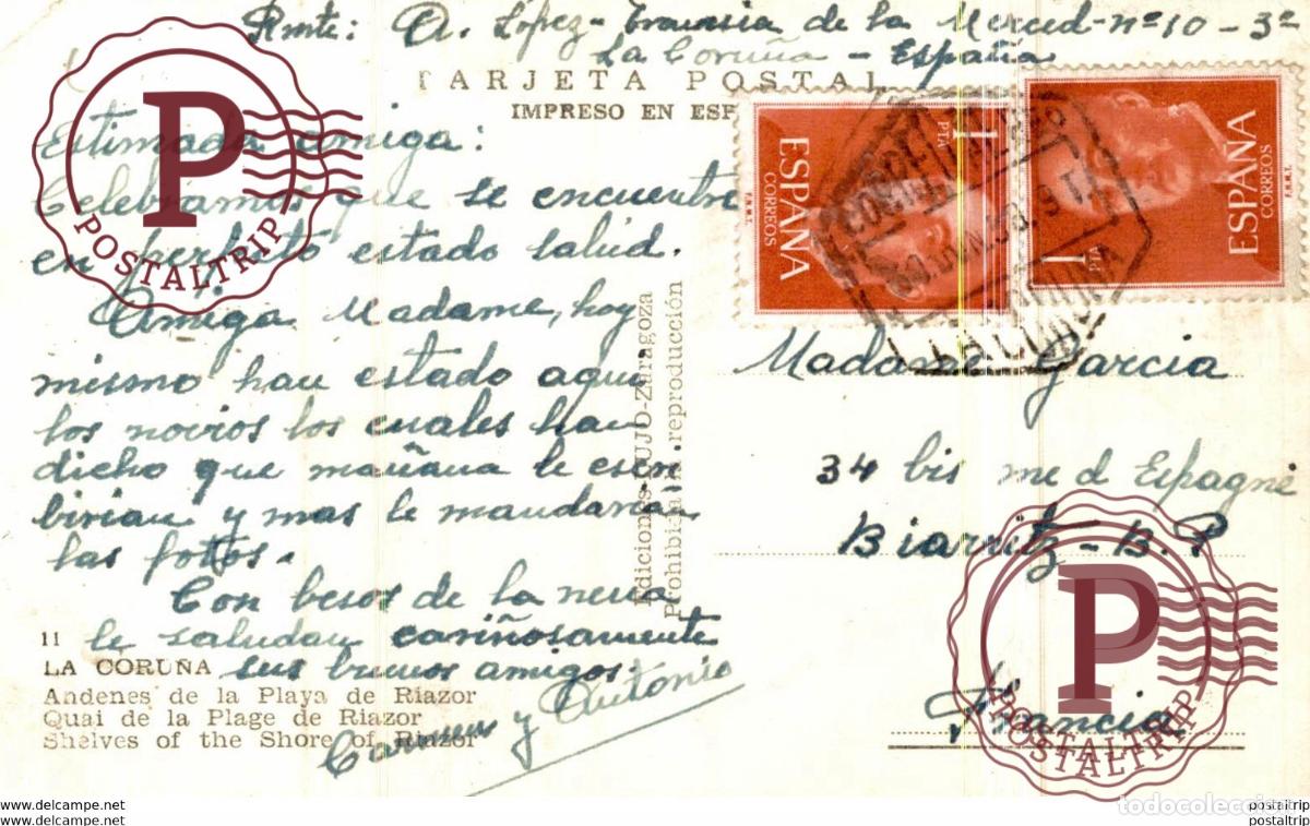 Postales: LA CORU&Ntilde;A ANDENES DE LA PLAYA DE RIAZOR - Foto 2