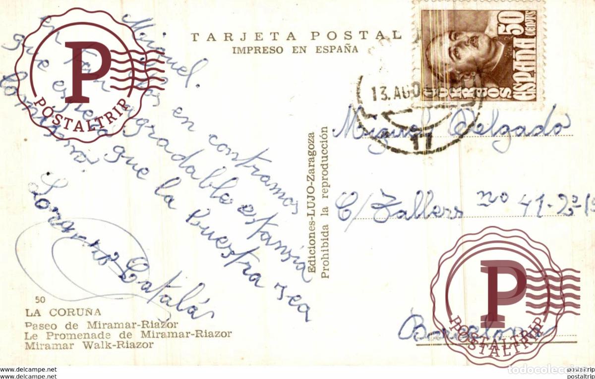 Postales: LA CORU&Ntilde;A - PASEO DE MIRAMAR-RIAZOR - Foto 2