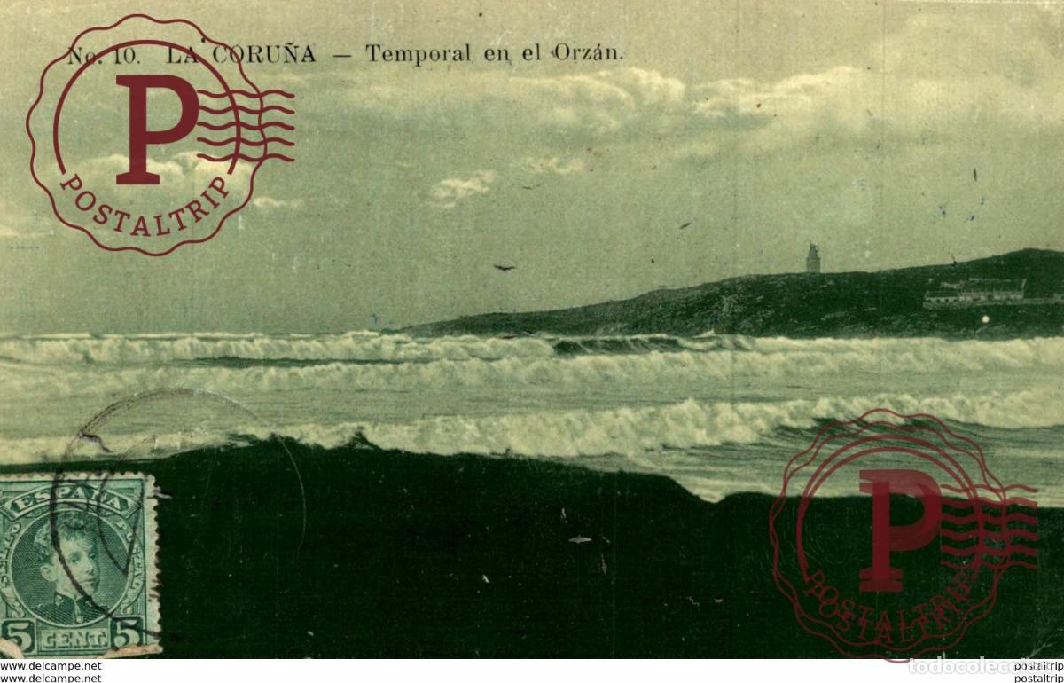 Postales: LA CORU&Ntilde;A - TEMPORAL EN EL ORZAN - Foto 1