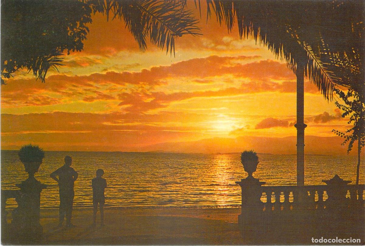 Postales: Postal de La Toja, Isla de Ensue&ntilde;o, Puesta de Sol en Galicia