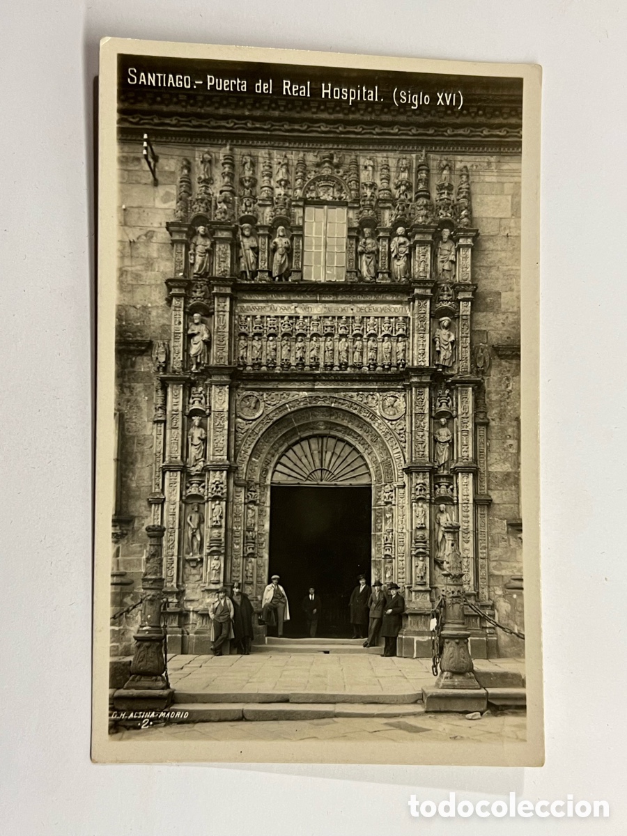 Postales: SANTIAGO. Postal animada. Puerta del Real Hospital &hellip; Edic. G. H. Alsina (h.1940?) S/C
