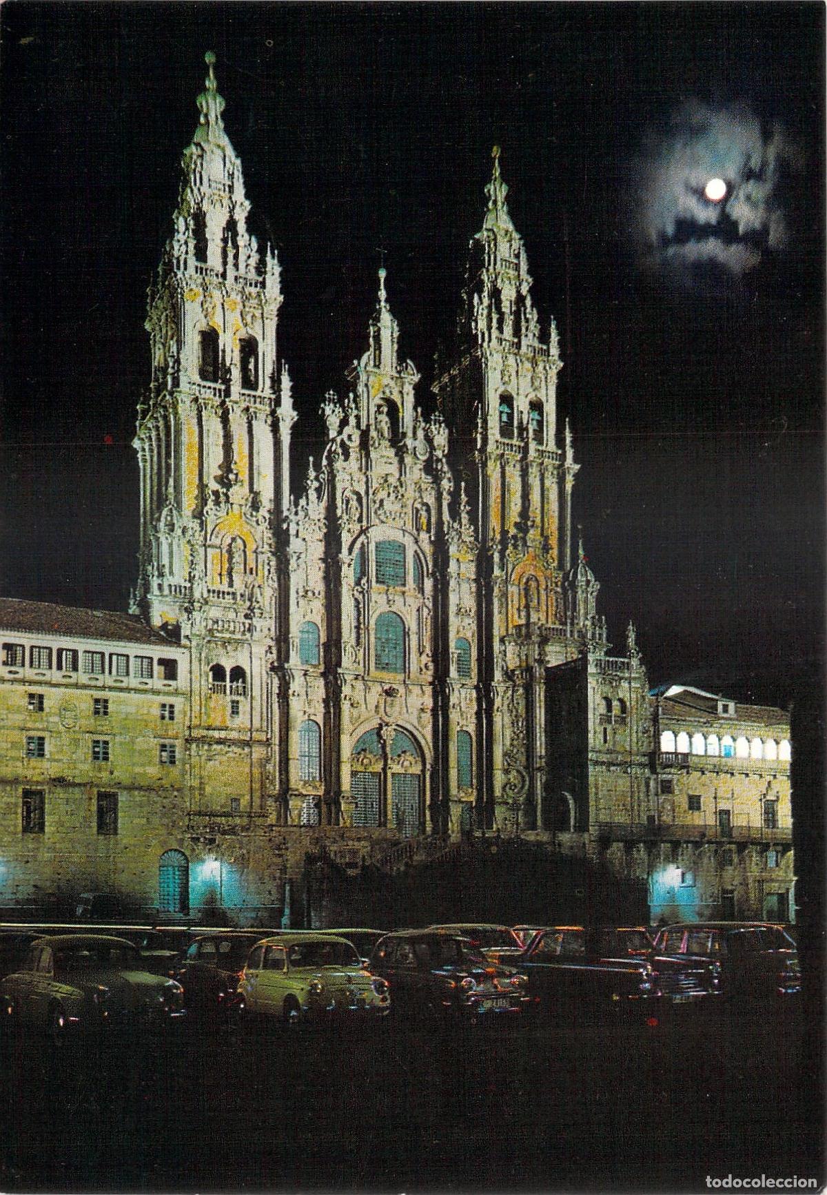 Postales: Postal de la Catedral de Santiago de Compostela en Vista Nocturna