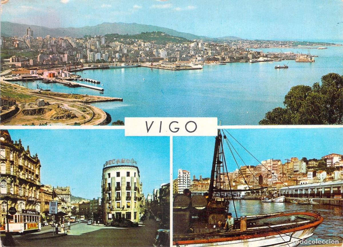 Postales: Postal Multivista de Vigo Galicia Puerto y Vistas de la Ciudad