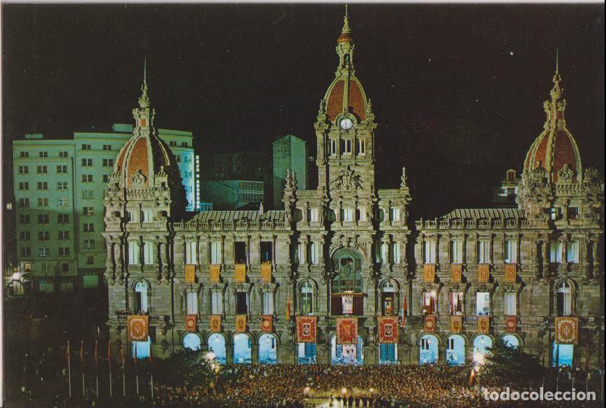 Postales: LA CORU&Ntilde;A, PALACIO MUNICIPAL, VISTA NOCTURNA - POSTALES FAMA N&ordm;3756 - S/C