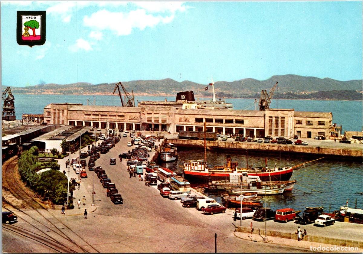 Postales: Vigo - Estaci&oacute;n Mar&iacute;tima - FISA 46 - 149x103mm - Tren de Carga - Autocares