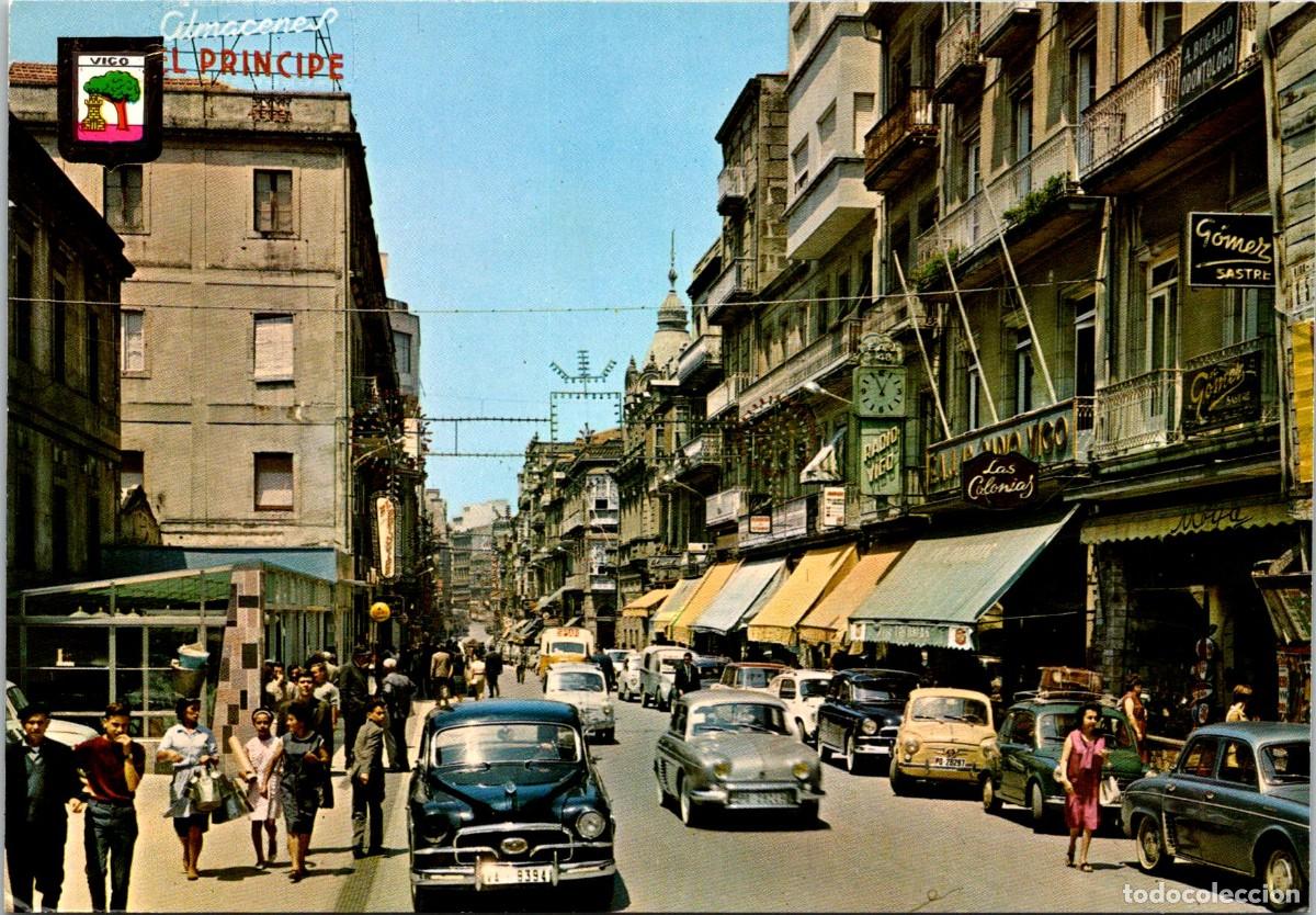 Postales: Vigo - Calle del Pr&iacute;ncipe - FISA 53 - 149x103mm - A. Bugallo (Odont&oacute;logo) - G&oacute;mez (Sastre)