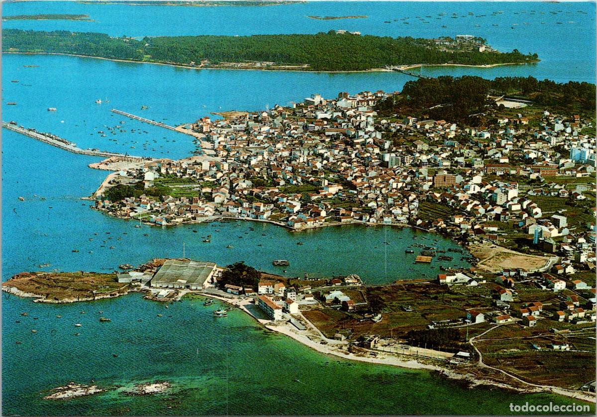 Postales: El Grove (Pontevedra) - Vista a&eacute;rea - Al fondo Isla de La Toja - Fama 3168 - 149x103mm