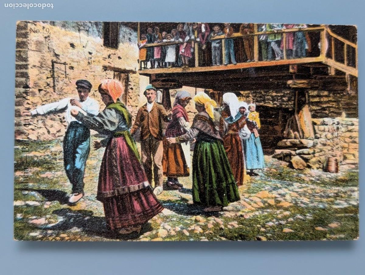 Postales: DIFICIL POSTAL GALICIA BAILE EN LA ALDEA TIPOS GALLEGOS ED ERNESTO CORULA VIGO LUGO ORENSE PERFECTA
