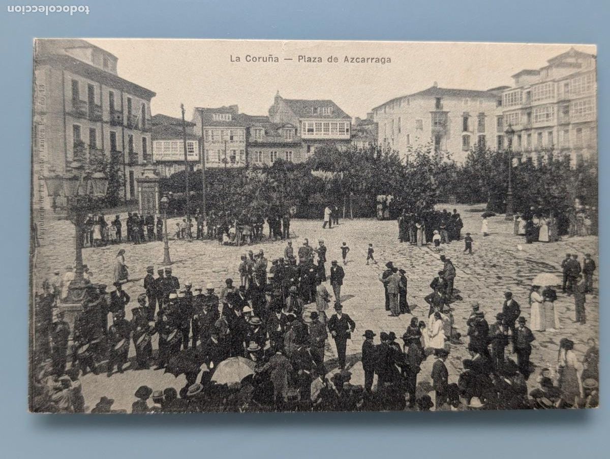 Postales: DIFICIL POSTAL LA CORU&Ntilde;A PALZA DE AZCARRAGA ED PAPELERIA DE LA FUENTE PERFECTA CONSERV
