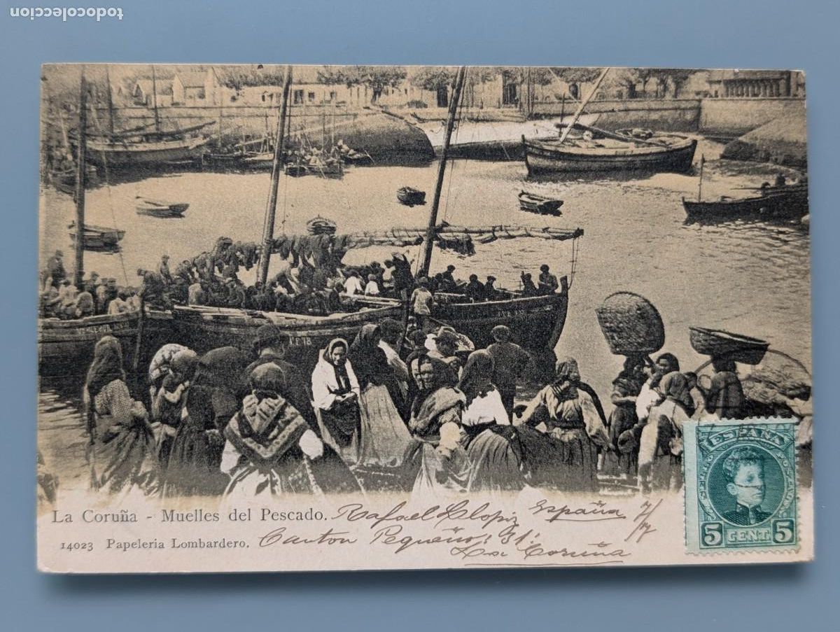 Postales: RARA POSTAL LA CORU&Ntilde;A MUELLES DEL PESCADO ED PAPELERIA LOMBARDERO GALICIA VIGO PERFECT CONSERVAC