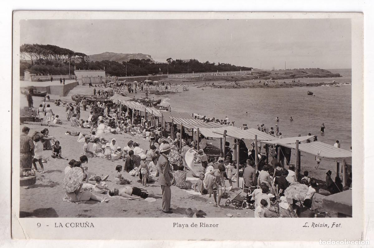 Postales: POSTAL. 9. LA CORU&Ntilde;A. PLAYA RIAZOR. GALICIA
