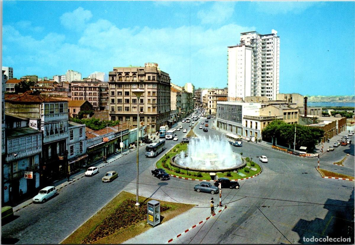 Postales: La Coru&ntilde;a - Cuatro Caminos - Troleb&uacute;s 2 pisos - Cabina Telef&oacute;nica - Estrella de Galicia