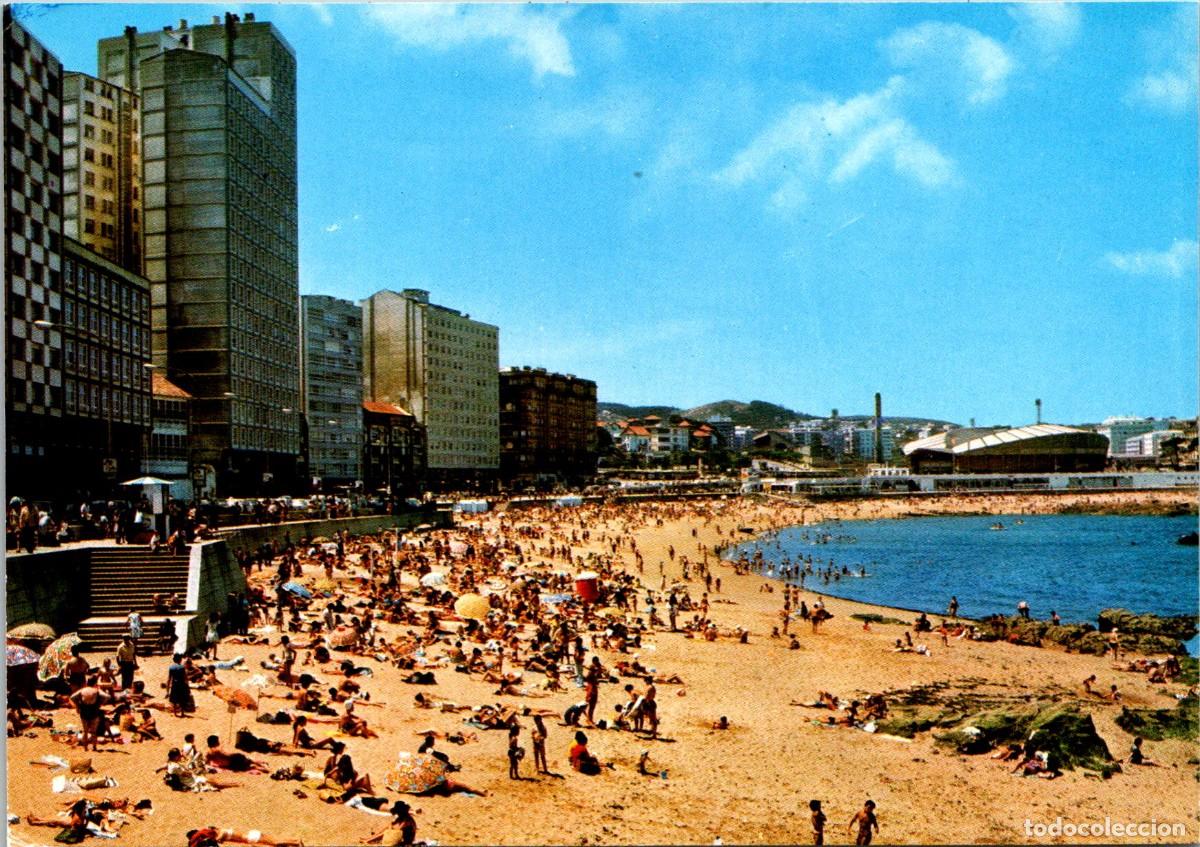 Postales: La Coru&ntilde;a - Playa de Riazor - Perla 3178 - 147x103mm - Palacio de Deportes de Riazor