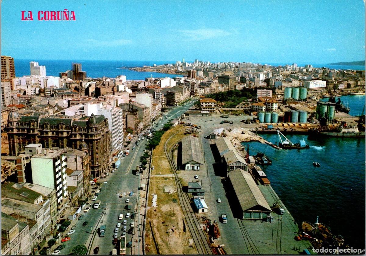 Postales: La Coru&ntilde;a - Vista parcial - Par&iacute;s 381 - 150x105mm - Troleb&uacute;s 2 pisos