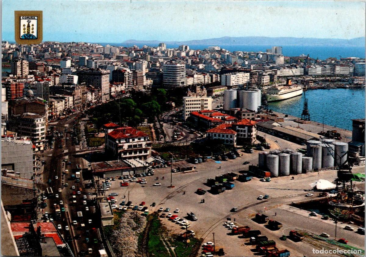 Postales: La Coru&ntilde;a - Vista parcial - FISA 75 - 147x103mm - Troleb&uacute;s 2 pisos