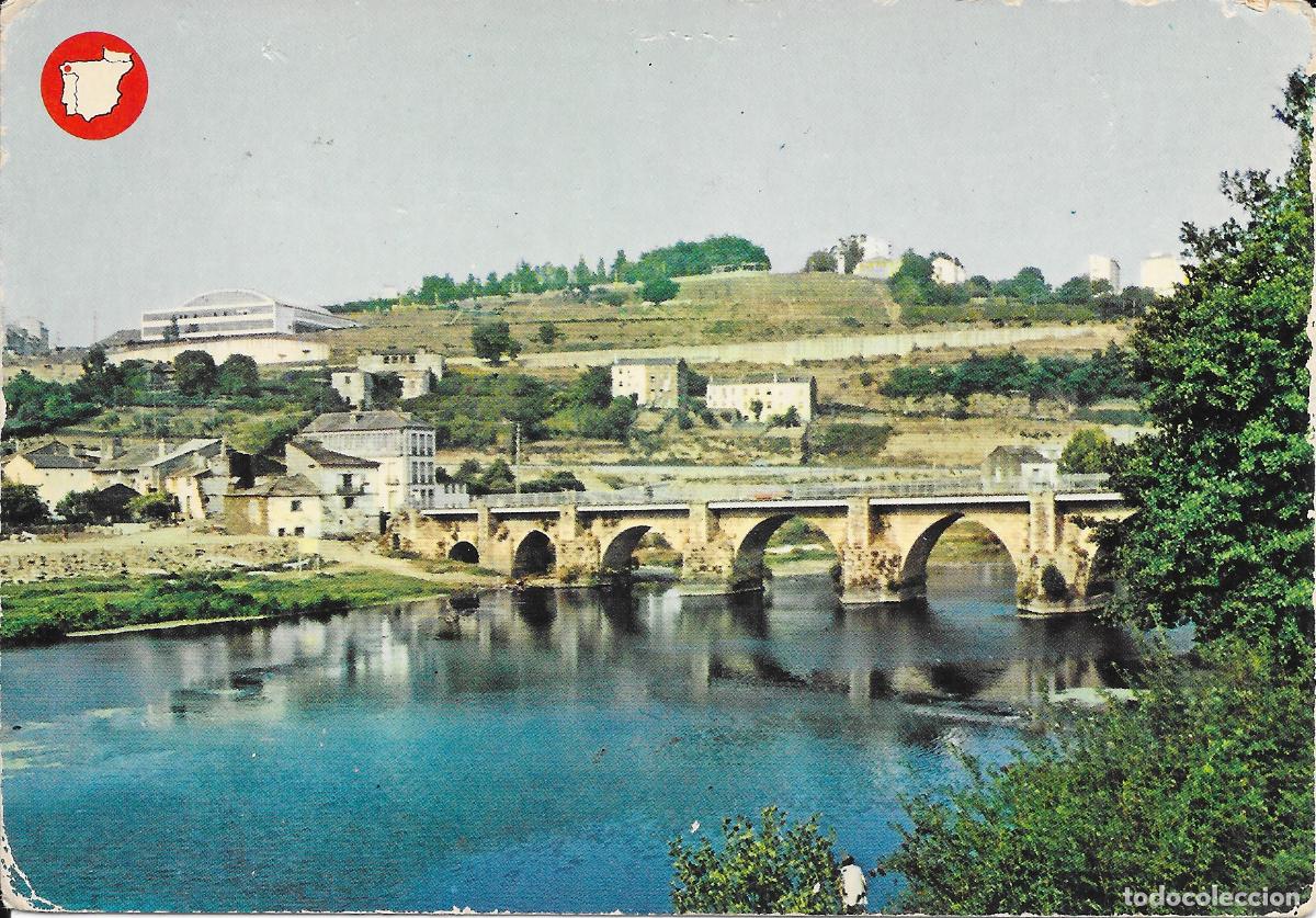 Postales: [POSTAL] Puente romano sobre el Mi&ntilde;o y Pabell&oacute;n deportivo. Lugo (sin circular)