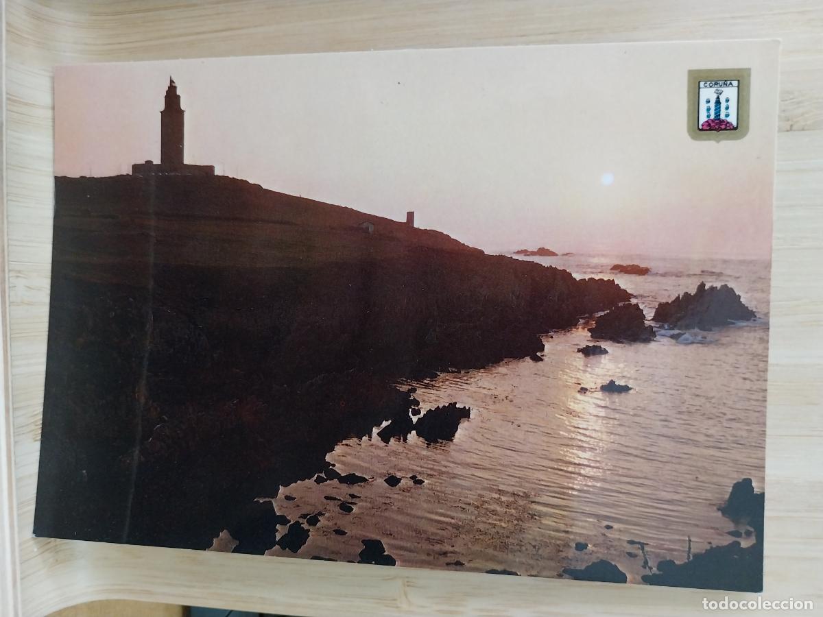 Postales: CORU&Ntilde;A TORRE H&Eacute;RCULES ED FISA 64 SC ORIGINAL PUESTA SOL
