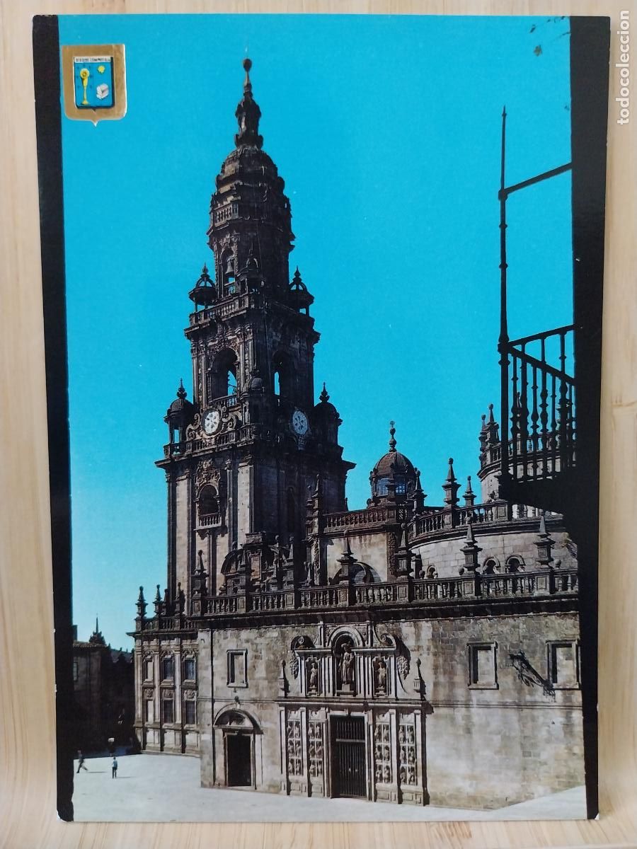 Postales: SANTIAGO COMPOSTELA TORRE DEL RELOJ PLAZA LITERATOS ED FISA 15 SC ORIGINAL ANIMADA