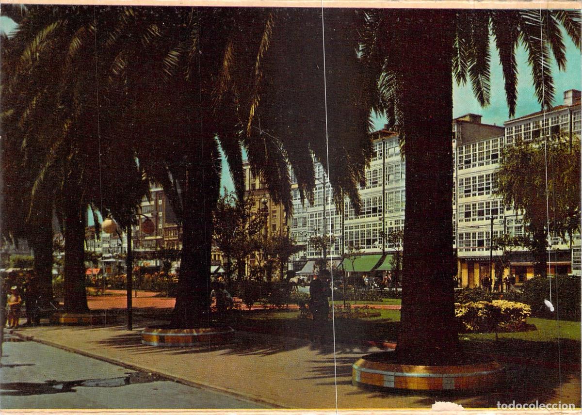 Postales: Postal La Coru&ntilde;a Avenida de la Marina con Galer&iacute;as y Palmeras