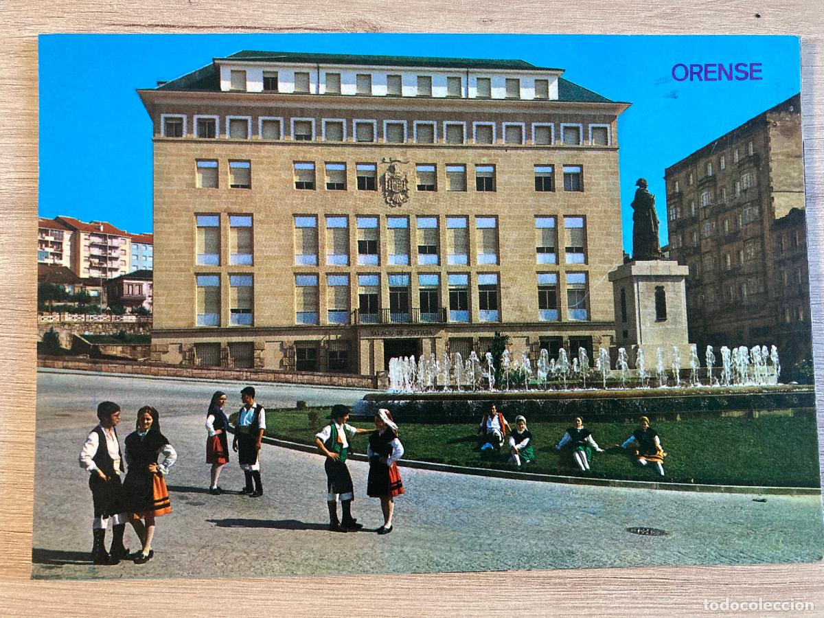 Postales: POSTAL, ORENSE, 2043, ORENSE, ESTATUA DE CONCEPCI&Oacute;N ARENAL Y PALACIO DE JUSTICIA