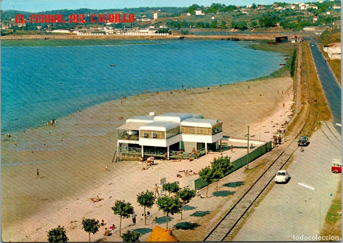 Postales: El Ferrol del Caudillo - Playa de Copacabana - Par&iacute;s 534 - 148x104mm - Rest. Copacabana - V&iacute;a Tren