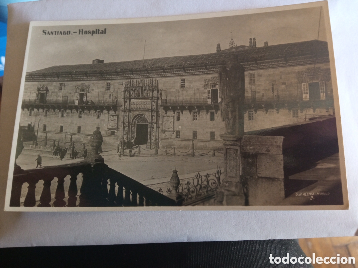 Postales: Antigua postal fotogr&aacute;fica, Santiago, Hospital, sellada y matasellada en 1934