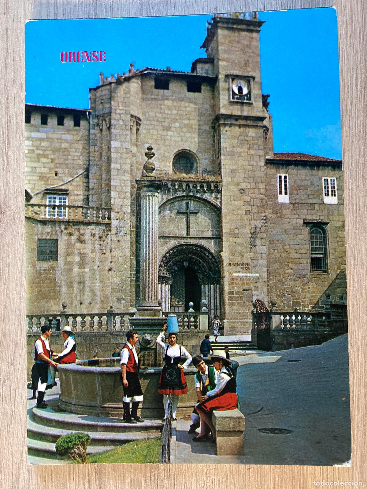 Postales: POSTAL, ORENSE, 546, CATEDRAL PUERTA SUR, BALLET FOLKLORICO , EDICIONES PARIS, ZARAGOZA