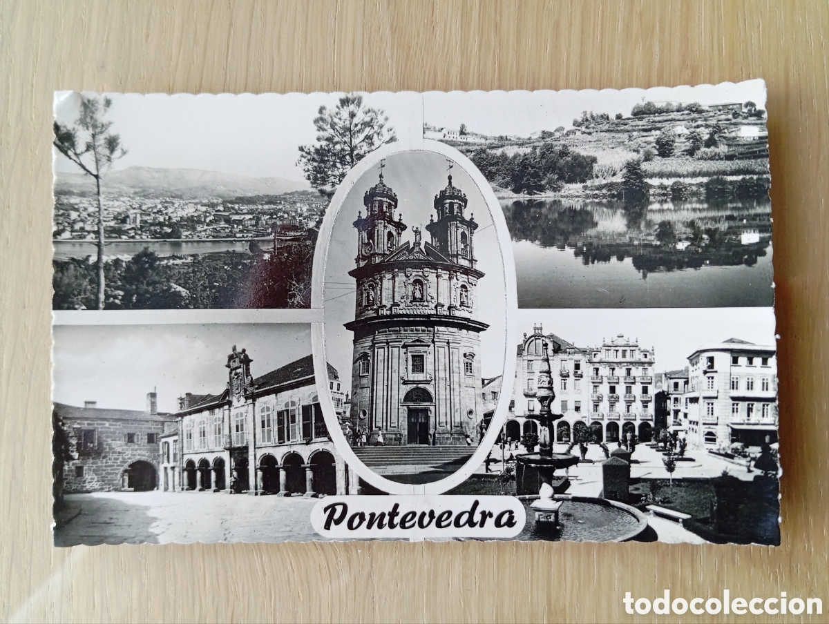 Postales: POSTAL PONTEVEDRA VISTA GENERAL SAN BENITO PREDEIRA PLAZA HERRER&Iacute;A CAPILLA PEREGRINA ED. LUJO 502